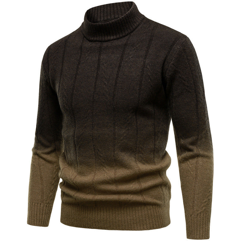 Gradient Color Half Turtleneck Handsome Men's Sweater