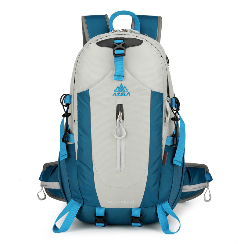 AZELA Electron 40L Hiking Backpack, White & Navy Outdoor Camping Backpack With Multiple Compartments, Adjustable Straps, Durable Trekking Daypack For Men Women Mountaineering & Travel