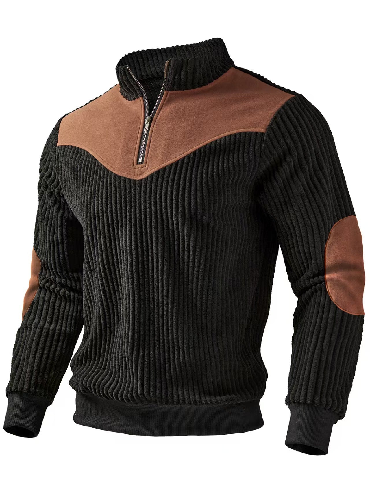 Mens Color-Block High-Neck Zip-Up Sweatshirt