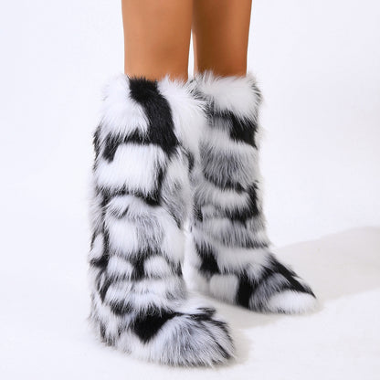 Flat Heel High-top Warm Winter Long Tube Fur Boots