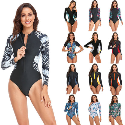 Surfing Suit Zipper Swimsuit Women's One-piece Swimsuit