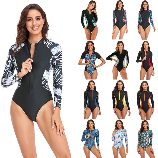 Surfing Suit Zipper Swimsuit Women's One-piece Swimsuit