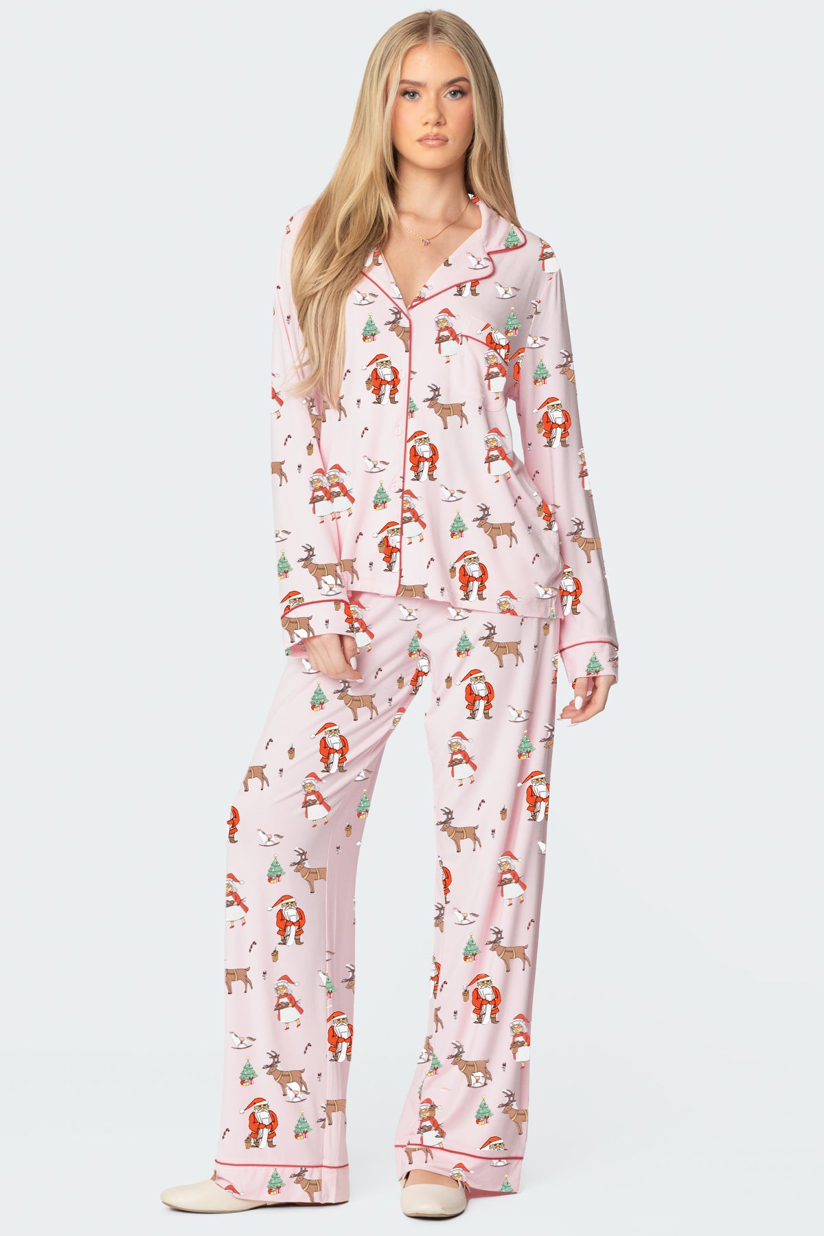 Christmas Printed Long-sleeved Trousers Autumn Ladies Home Leisure Suit